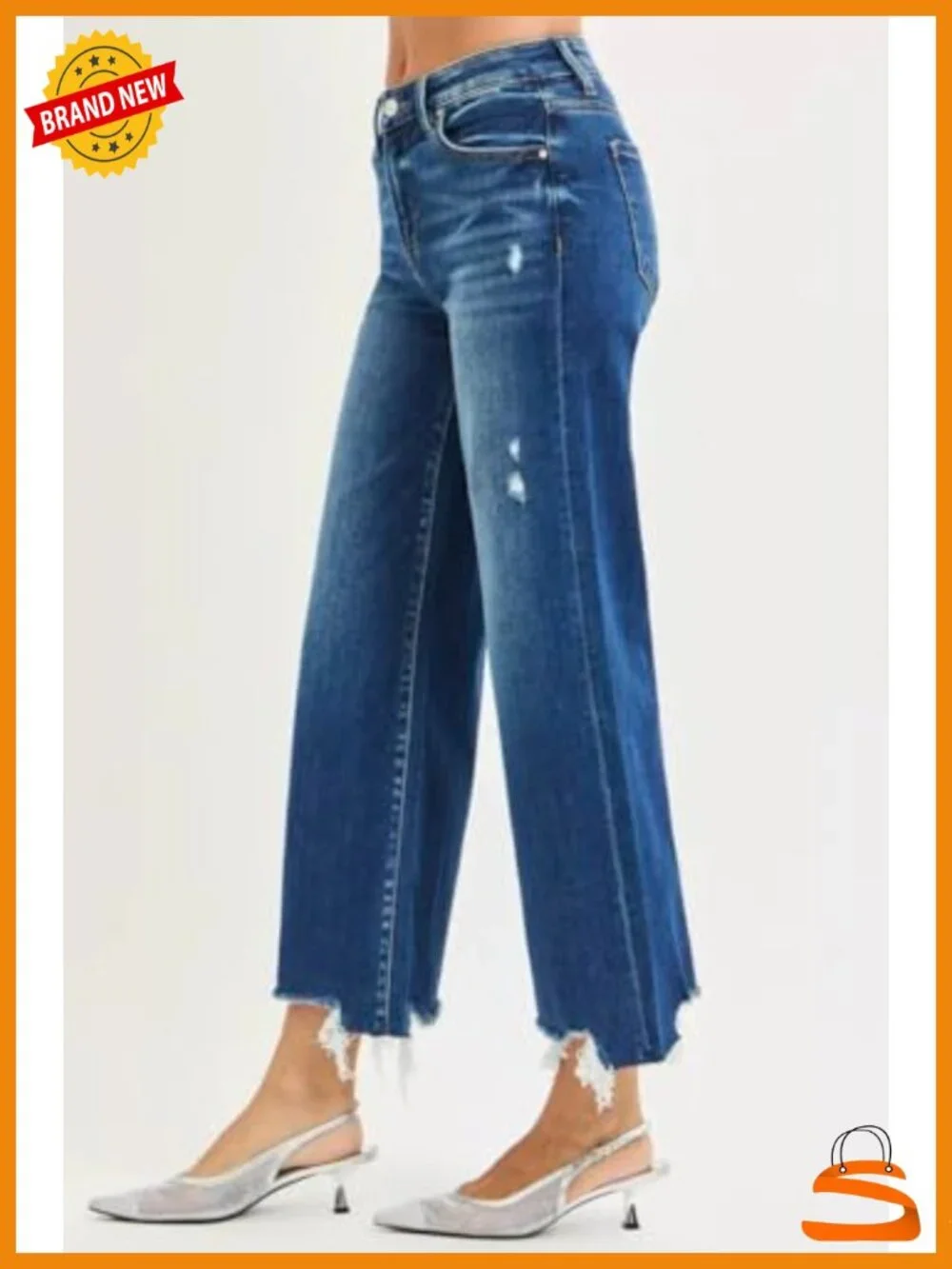 High Rise Cropped Wide Leg Jeans - Cotton Stretch